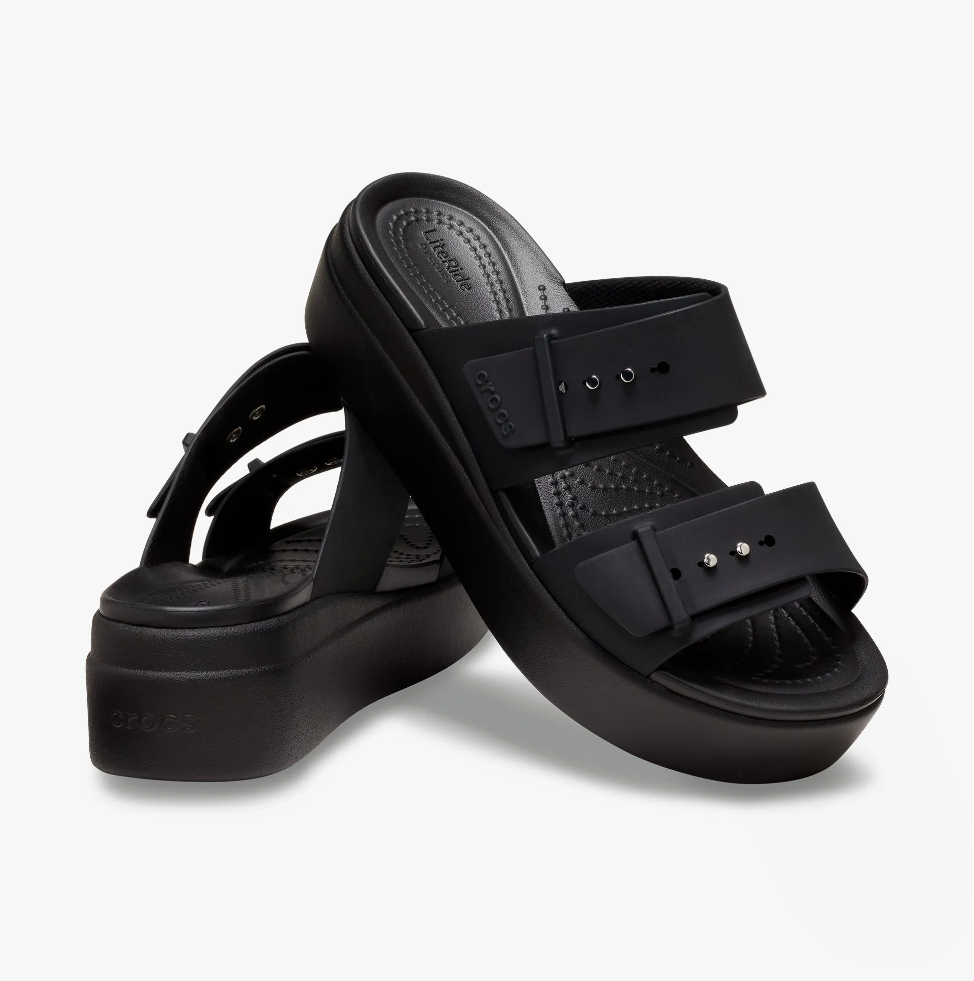 207431-001 BROOKLYN BUCKLE LOW WEDGE Womens Sandals Black