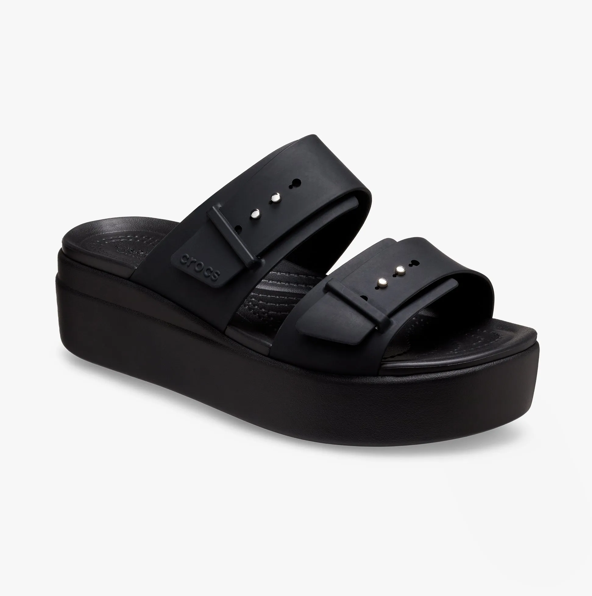 207431-001 BROOKLYN BUCKLE LOW WEDGE Womens Sandals Black