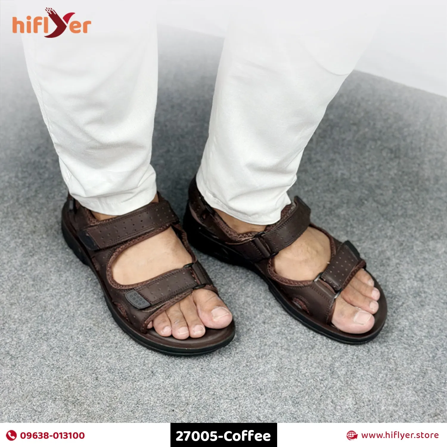 27005-Coffee Premium High-Quality With Belt Men's sandal