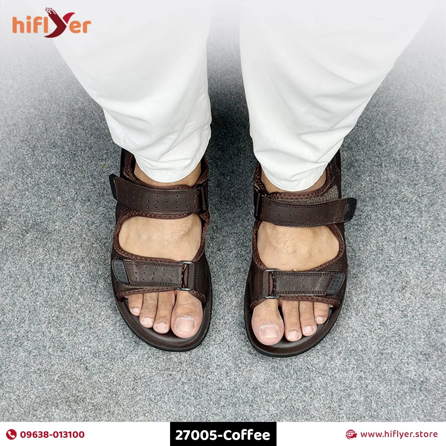 27005-Coffee Premium High-Quality With Belt Men's sandal