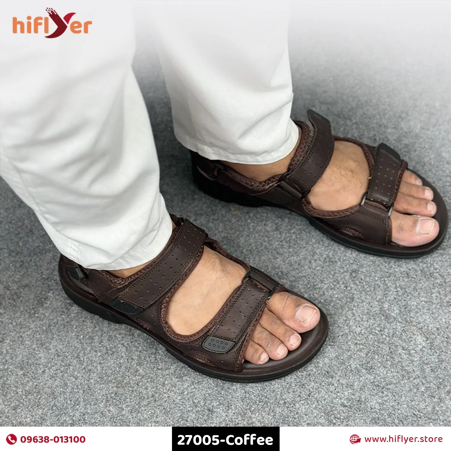 27005-Coffee Premium High-Quality With Belt Men's sandal