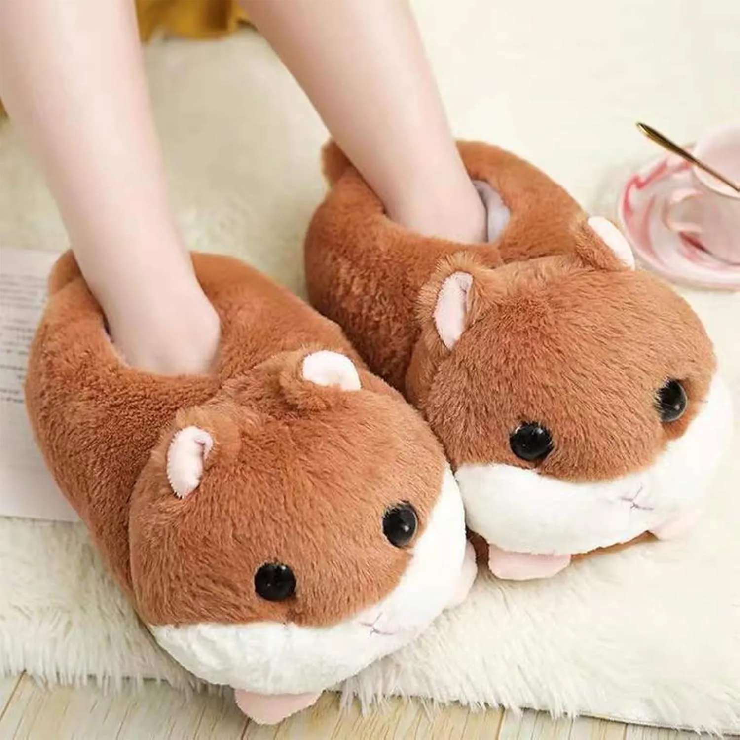 3D Cartoon Animal Indoor Slippers – Warm Plush Winter Slippers for Women, Men, and Kids – Anti-Slip, Soft, and Cozy, Winter House Slippers