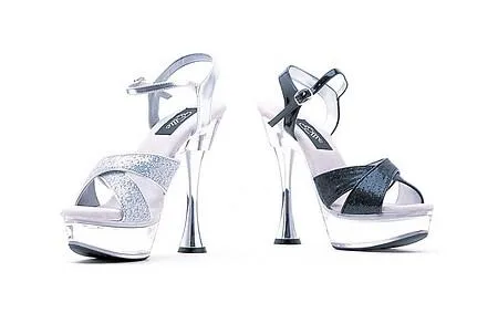 6 inch Silver Cone Heel Glitter Sandal