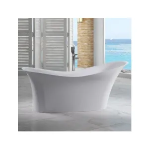 ALFI AB9915 Bathtub White Solid Surface Smooth Resin Soaking Slipper (74-inch)