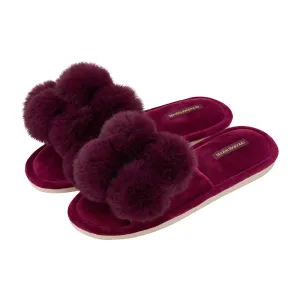 Annabel Trends Slipper Cosy Luxe Pom Pom Mulberry
