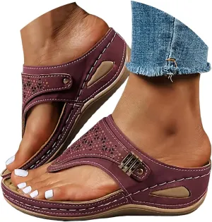 Avylays Women's Purple Orthopedic Wedge Sandals, Breathable Mesh Sports Sandals with Non-Slip Sole, Casual Wedge Sandals