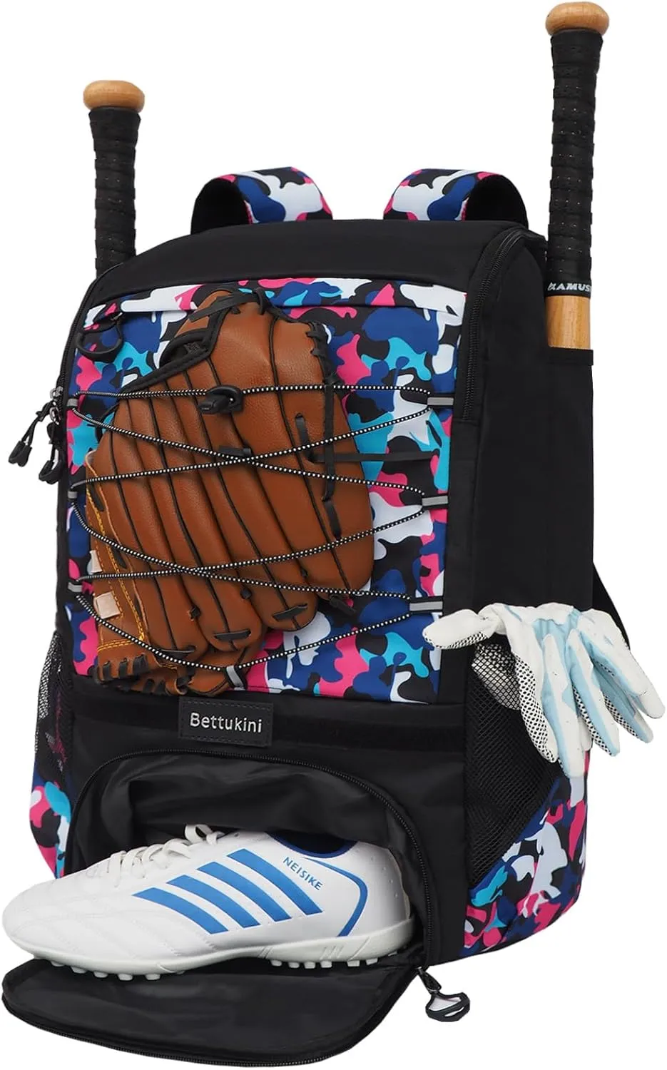 Baseball & Softball Bat Bag For Youth Adults, Sports Equipment Backpack with Shoe Compartment, Fence Hook, Bat Holder, Helmet, Baseball Glove, Big Size & Lightweight