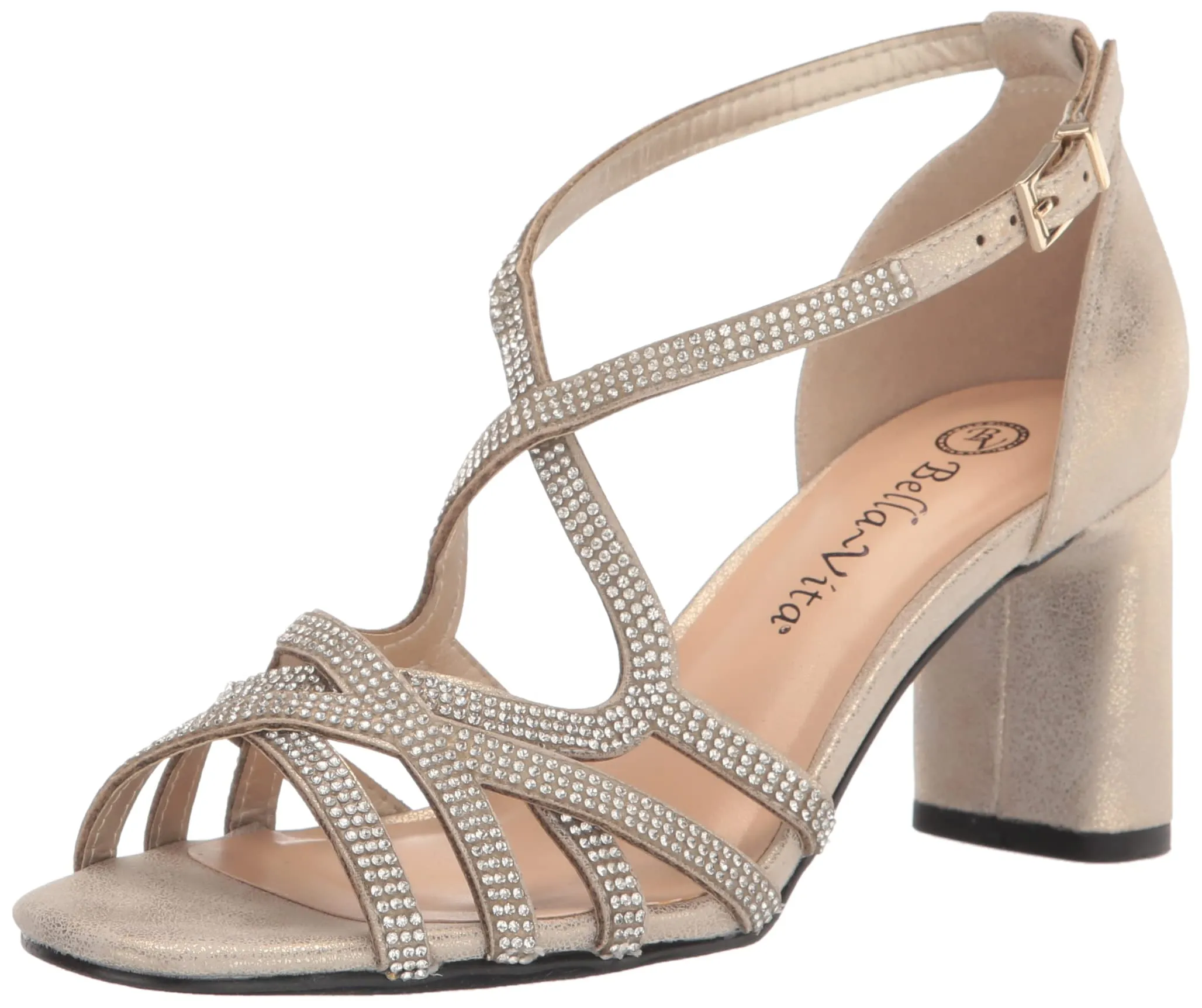Bella Vita Women's Aliette Heeled Sandal, Soft Gold Metallic, 7.5 Wide