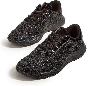 BELOS Women's Glitter Shoes Sparkly Lightweight Metallic Sequins Tennis Shoes Casual Retro Braided Walking Shoes