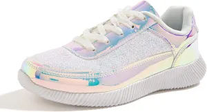 BELOS Women's Glitter Shoes Sparkly Lightweight Metallic Sequins Tennis Shoes Casual Retro Braided Walking Shoes