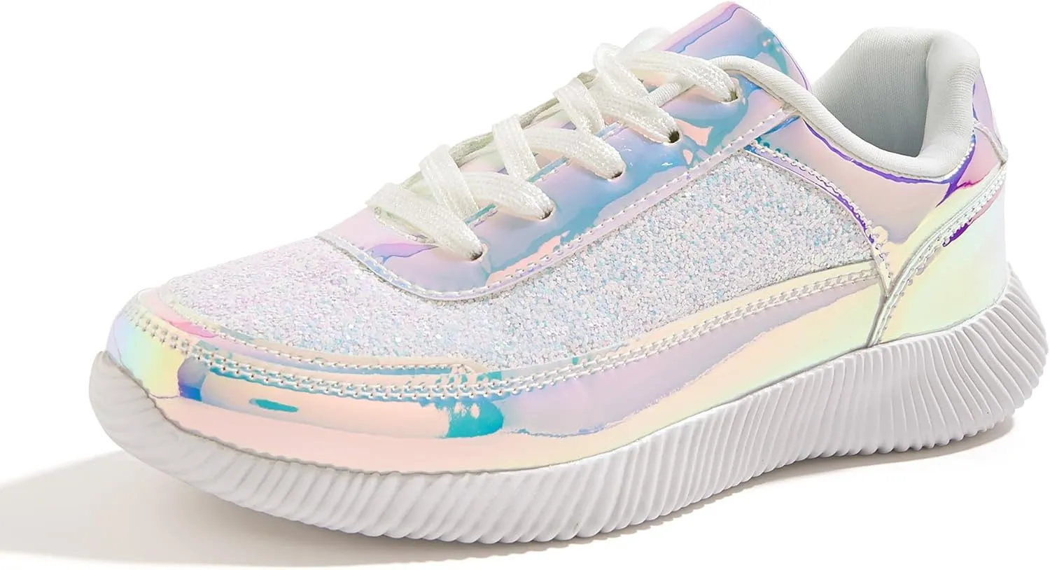 BELOS Women's Glitter Shoes Sparkly Lightweight Metallic Sequins Tennis Shoes Casual Retro Braided Walking Shoes