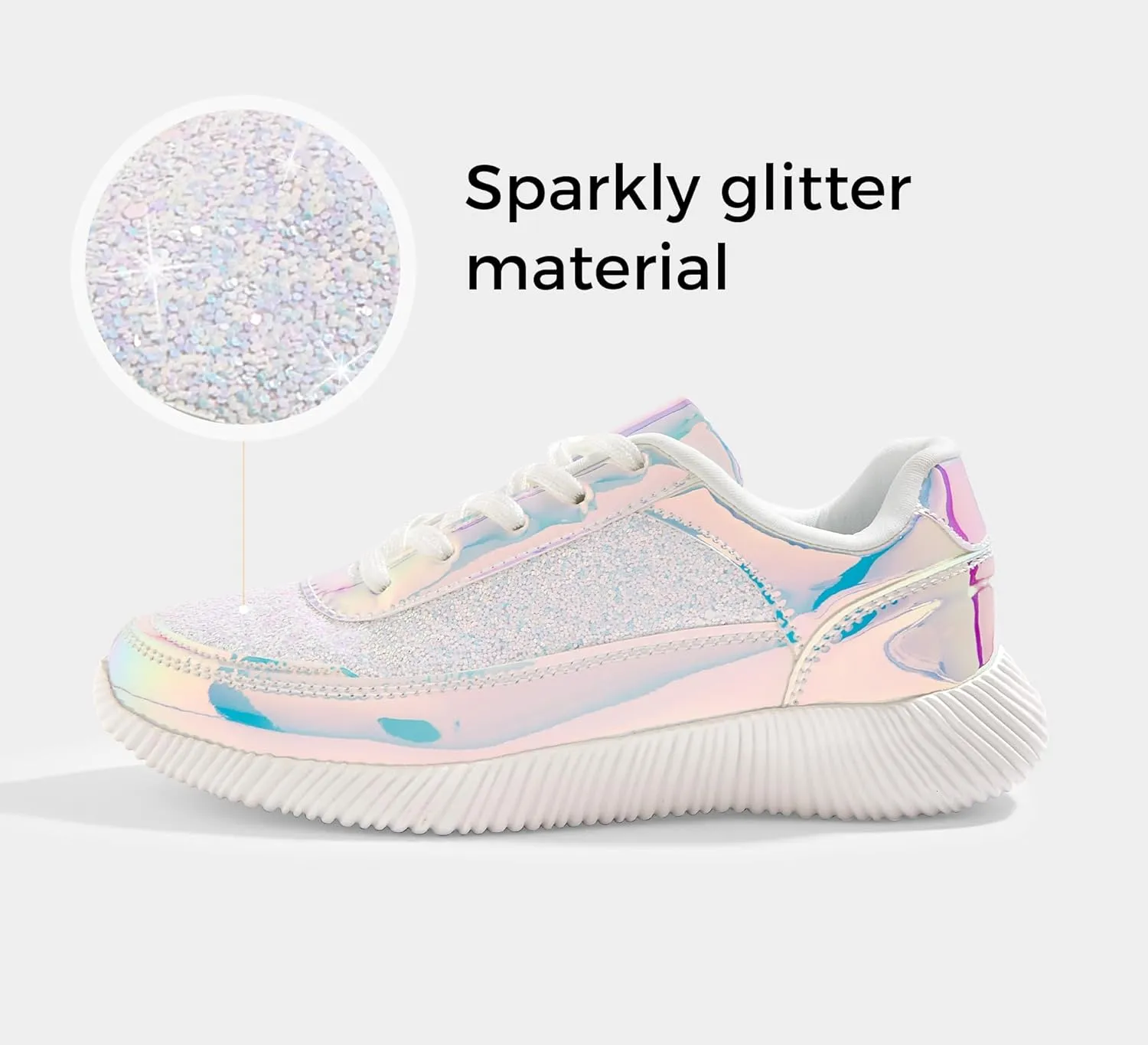 BELOS Women's Glitter Shoes Sparkly Lightweight Metallic Sequins Tennis Shoes Casual Retro Braided Walking Shoes