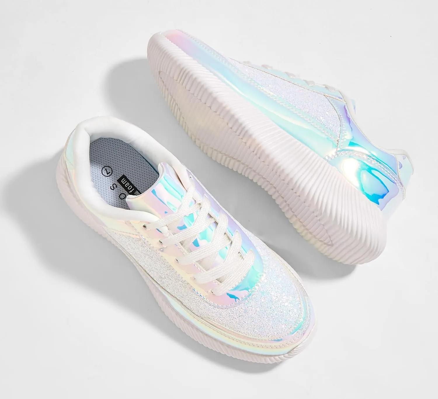 BELOS Women's Glitter Shoes Sparkly Lightweight Metallic Sequins Tennis Shoes Casual Retro Braided Walking Shoes