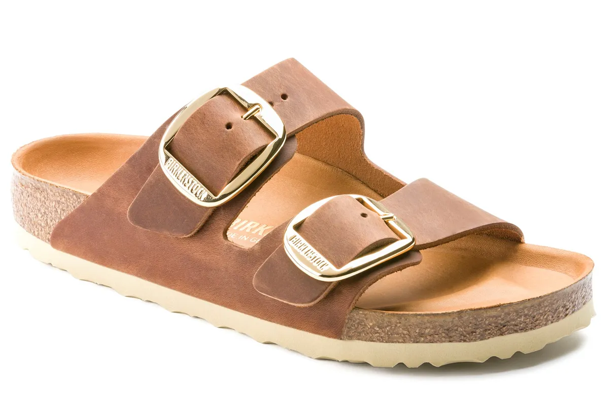 Birkenstock Arizona Big Buckle Oiled Nubuck Leather Cognac Sandals