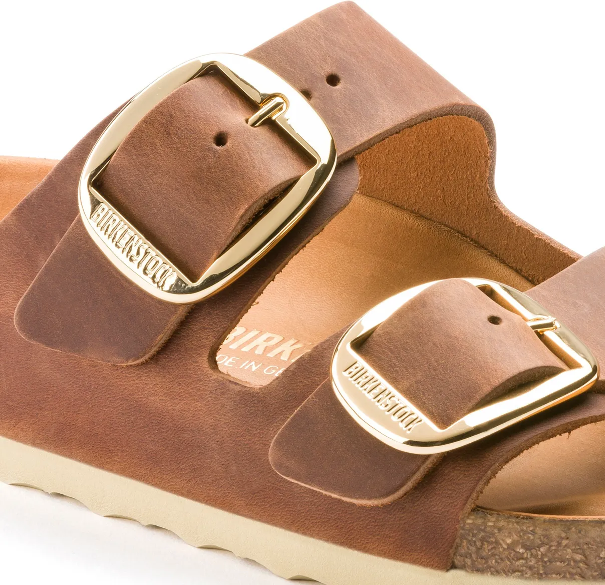 Birkenstock Arizona Big Buckle Oiled Nubuck Leather Cognac Sandals