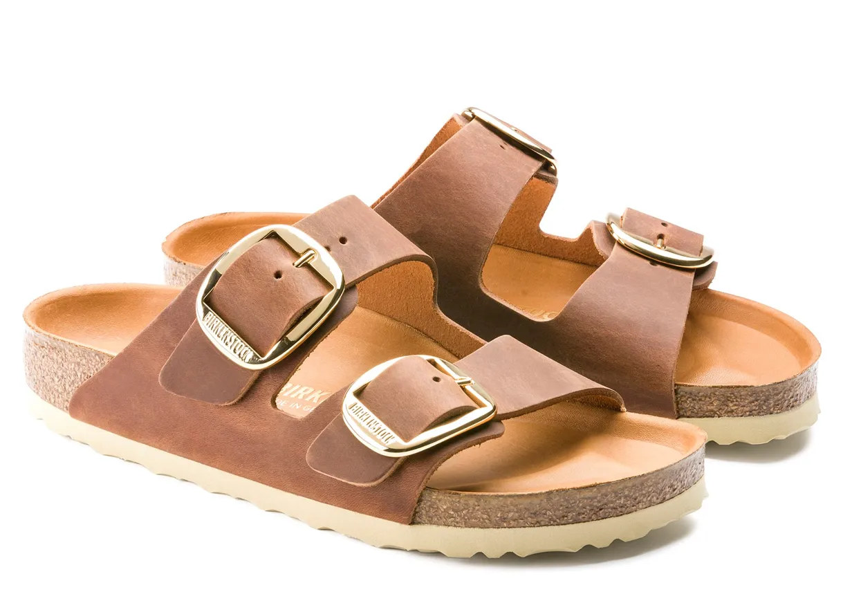 Birkenstock Arizona Big Buckle Oiled Nubuck Leather Cognac Sandals
