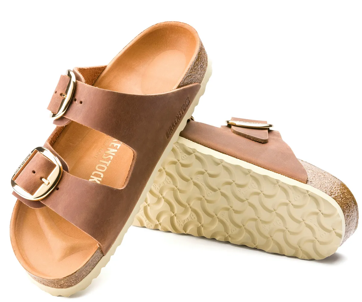 Birkenstock Arizona Big Buckle Oiled Nubuck Leather Cognac Sandals