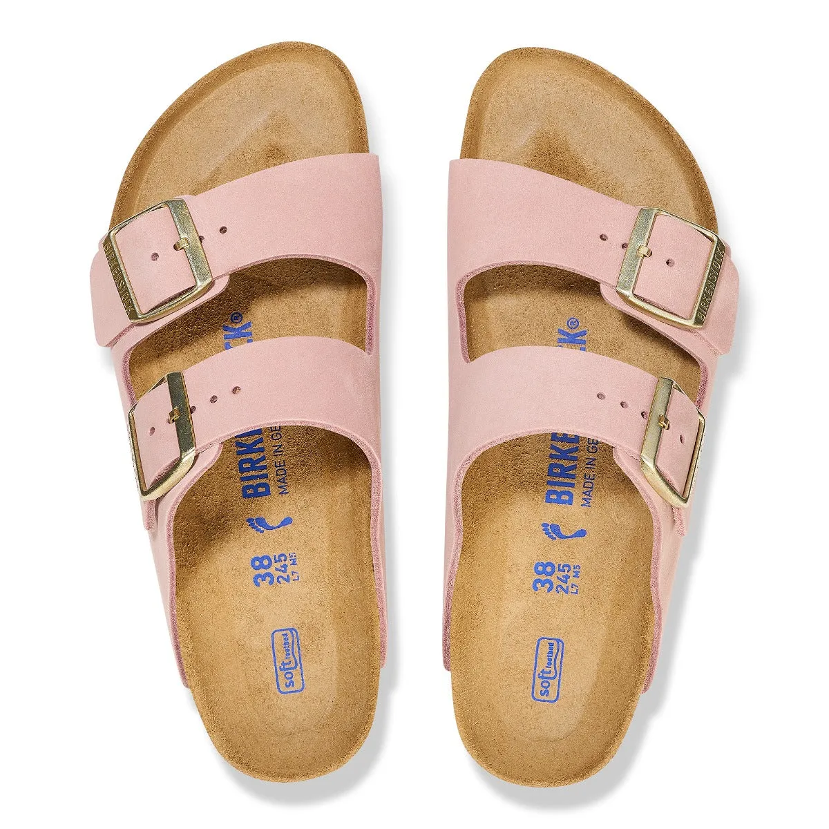 Birkenstock Soft Pink Arizona Soft Footbed Nubuck Leather Women's Sandals N1027651