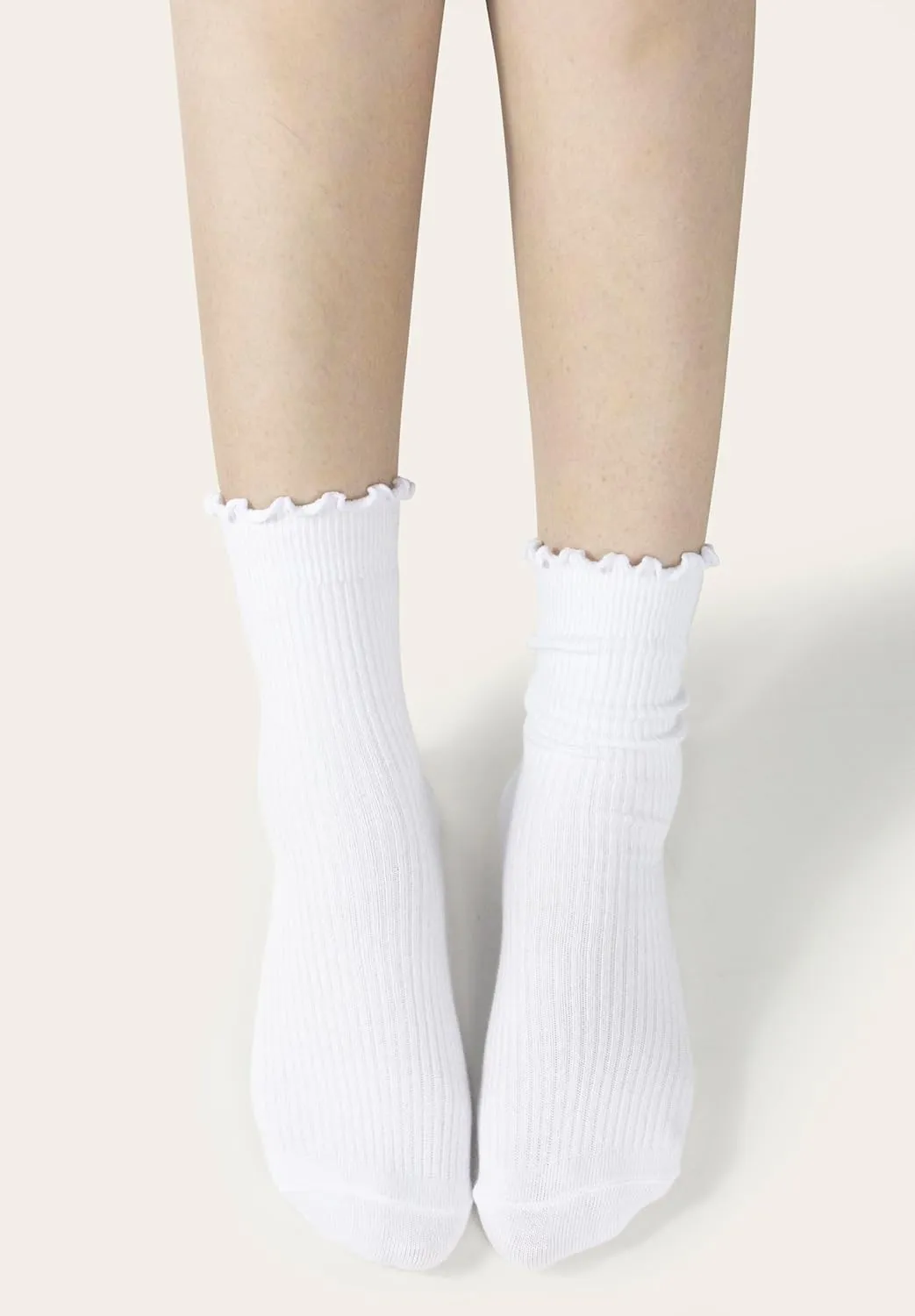 BomKinta Ruffle Socks Women - Turn-Cuff Frilly Sock - Lightweight Cotton Socks