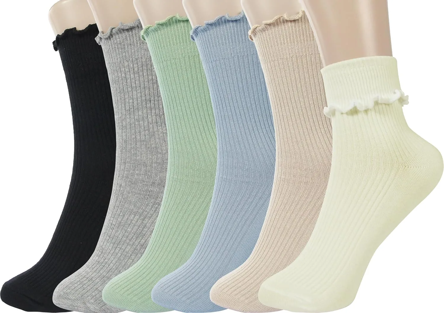 BomKinta Ruffle Socks Women - Turn-Cuff Frilly Sock - Lightweight Cotton Socks