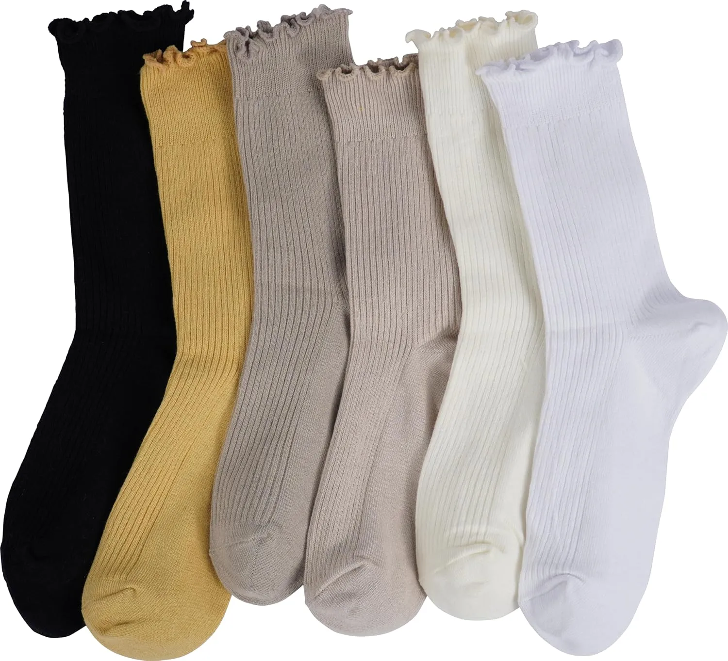 BomKinta Ruffle Socks Women - Turn-Cuff Frilly Sock - Lightweight Cotton Socks