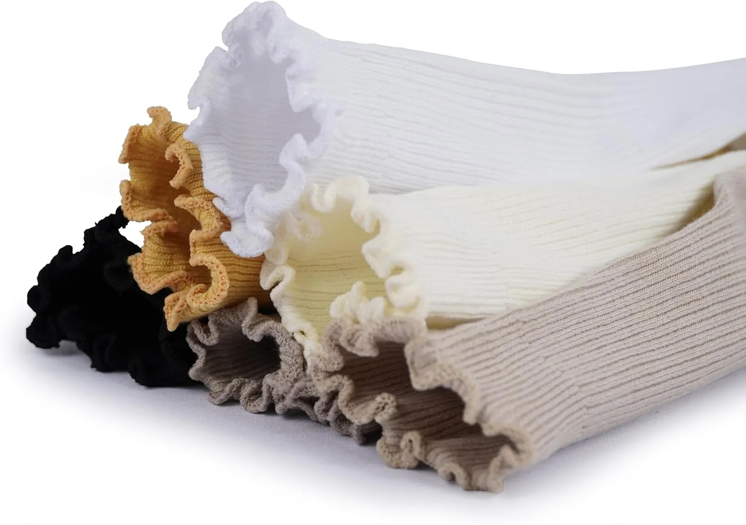 BomKinta Ruffle Socks Women - Turn-Cuff Frilly Sock - Lightweight Cotton Socks
