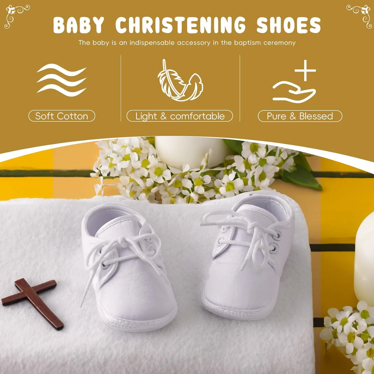 Booulfi Baby Boy Shoes Walking White Infant Newborn Shoes Booties Easter Baptism Christening Outfits Gifts for Boys Girls