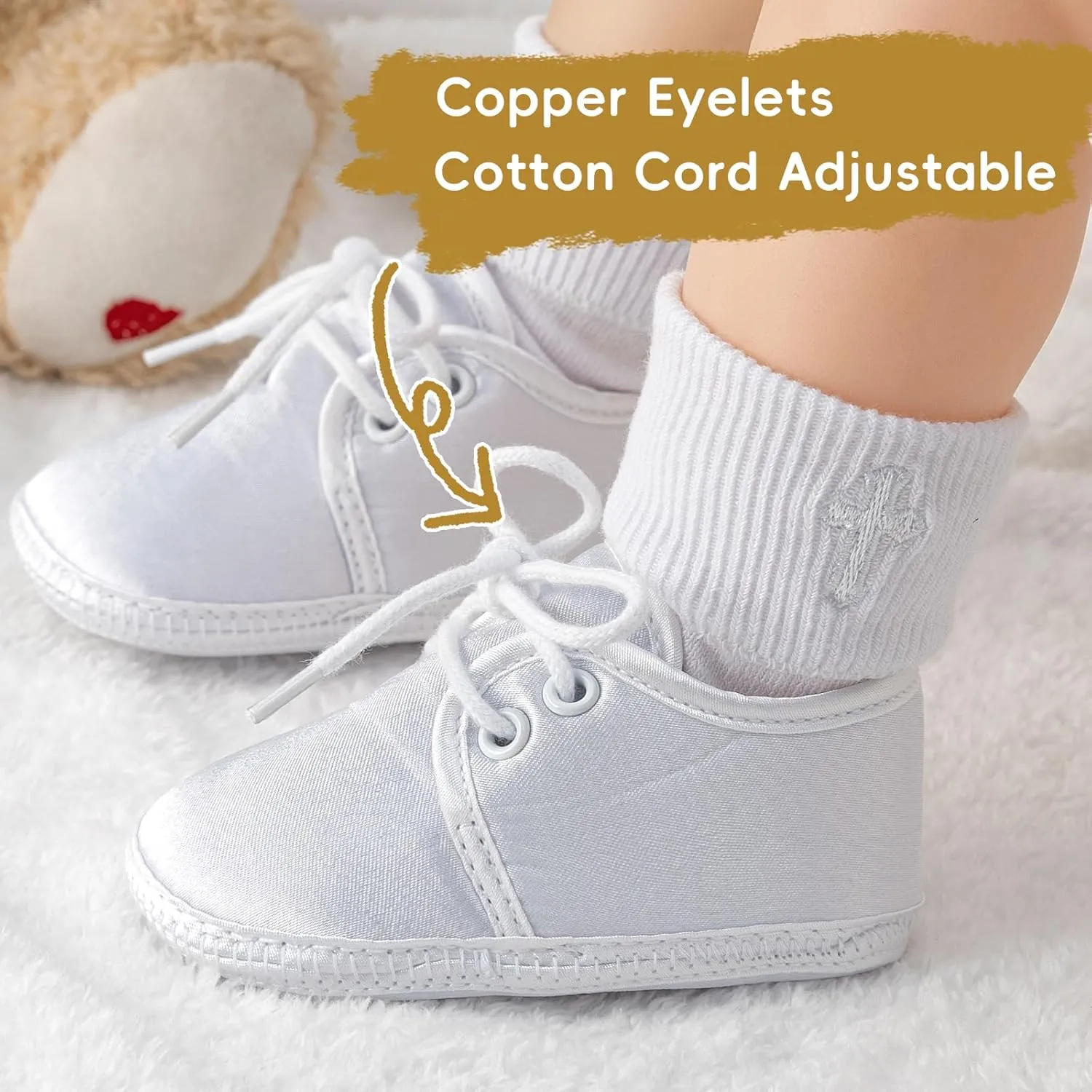 Booulfi Baby Boy Shoes Walking White Infant Newborn Shoes Booties Easter Baptism Christening Outfits Gifts for Boys Girls