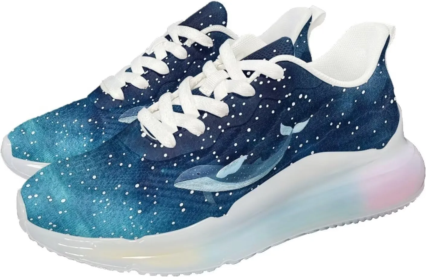 Breathable Walking Shoe Fashion Atmospheric Cushion Running Shoes for Women Comfort Soft Rubber Sole Non Slip Shoes for Gym Size 6-11 White Sole