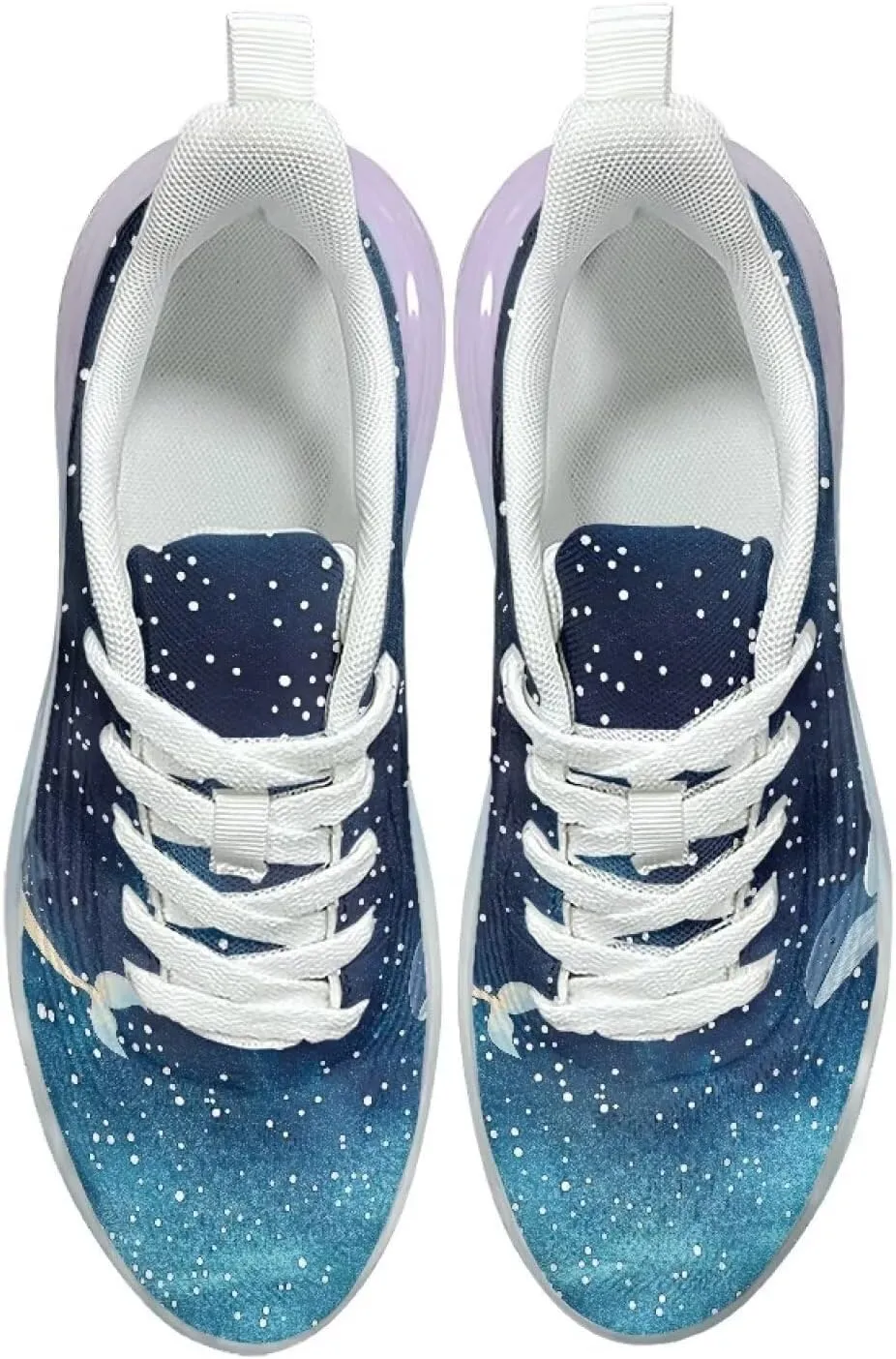 Breathable Walking Shoe Fashion Atmospheric Cushion Running Shoes for Women Comfort Soft Rubber Sole Non Slip Shoes for Gym Size 6-11 White Sole
