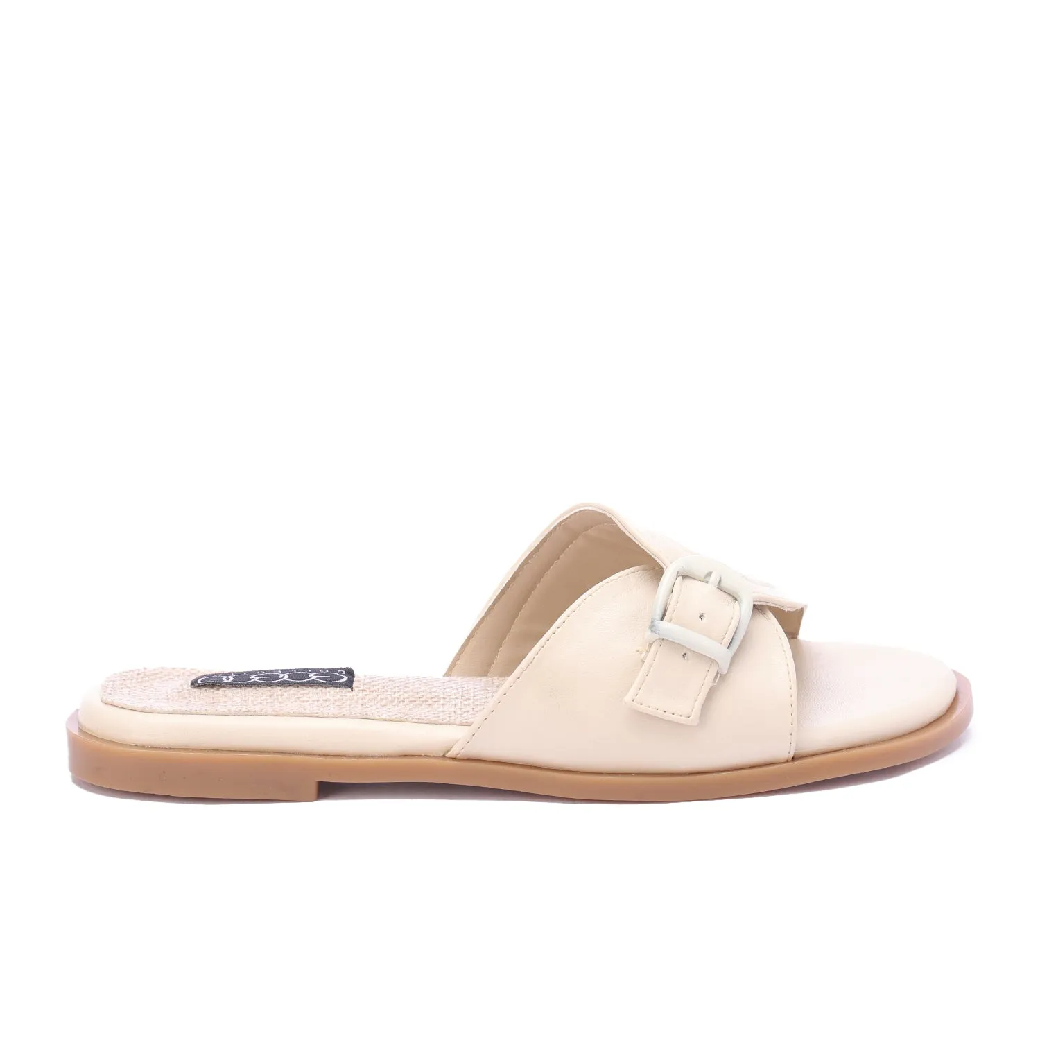 Buckle Slide Slipper-Beige