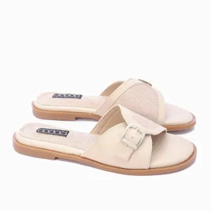 Buckle Slide Slipper-Beige