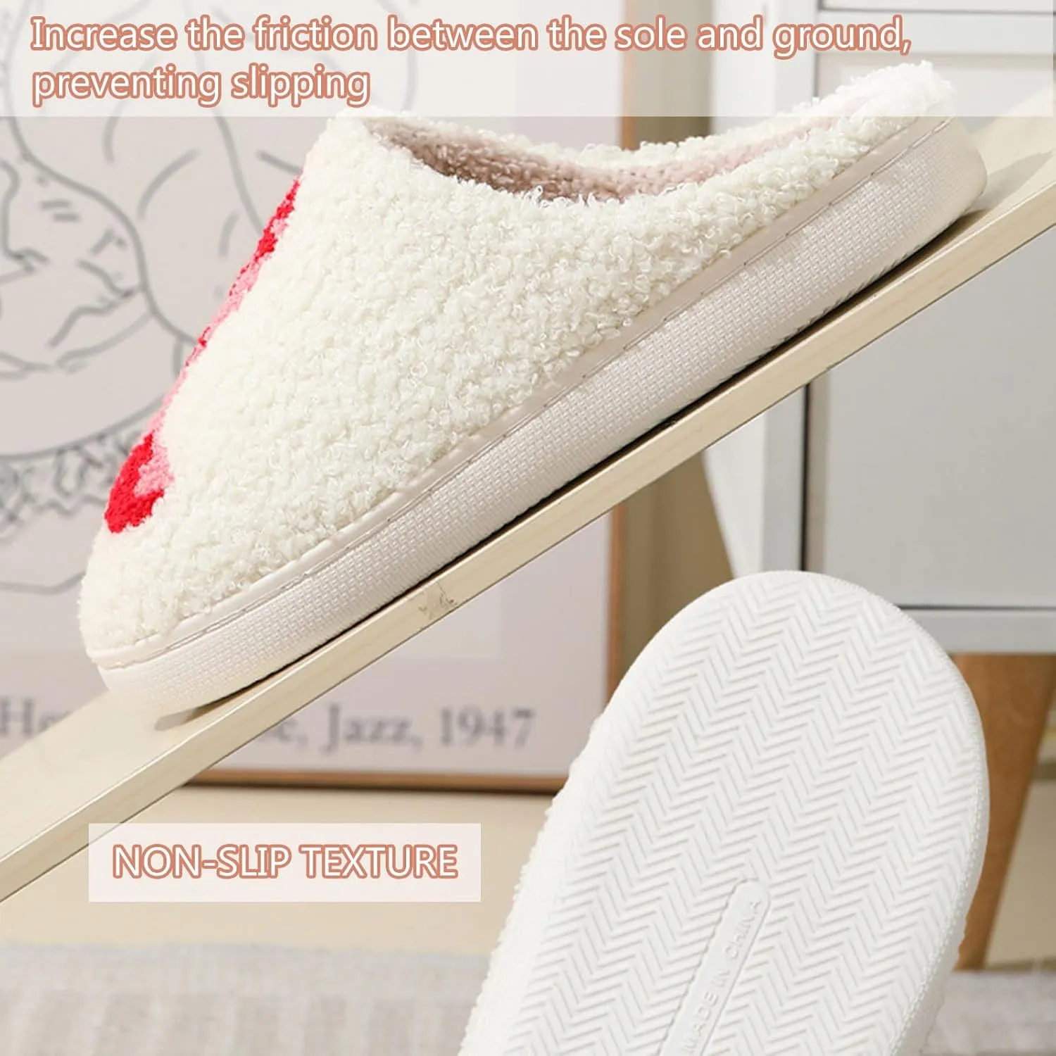 Cartoon Slippers for Womens Mens Cute Cozy Plush Warm Slip-on House Shoes for Indoor and Outdoor Meet Me at Midnight Strawberry Mushroom Evil Eyes Love Heart Slippers