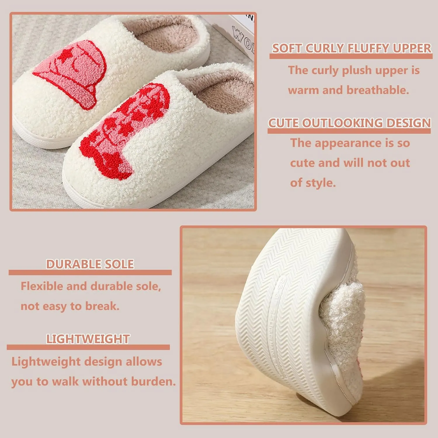 Cartoon Slippers for Womens Mens Cute Cozy Plush Warm Slip-on House Shoes for Indoor and Outdoor Meet Me at Midnight Strawberry Mushroom Evil Eyes Love Heart Slippers