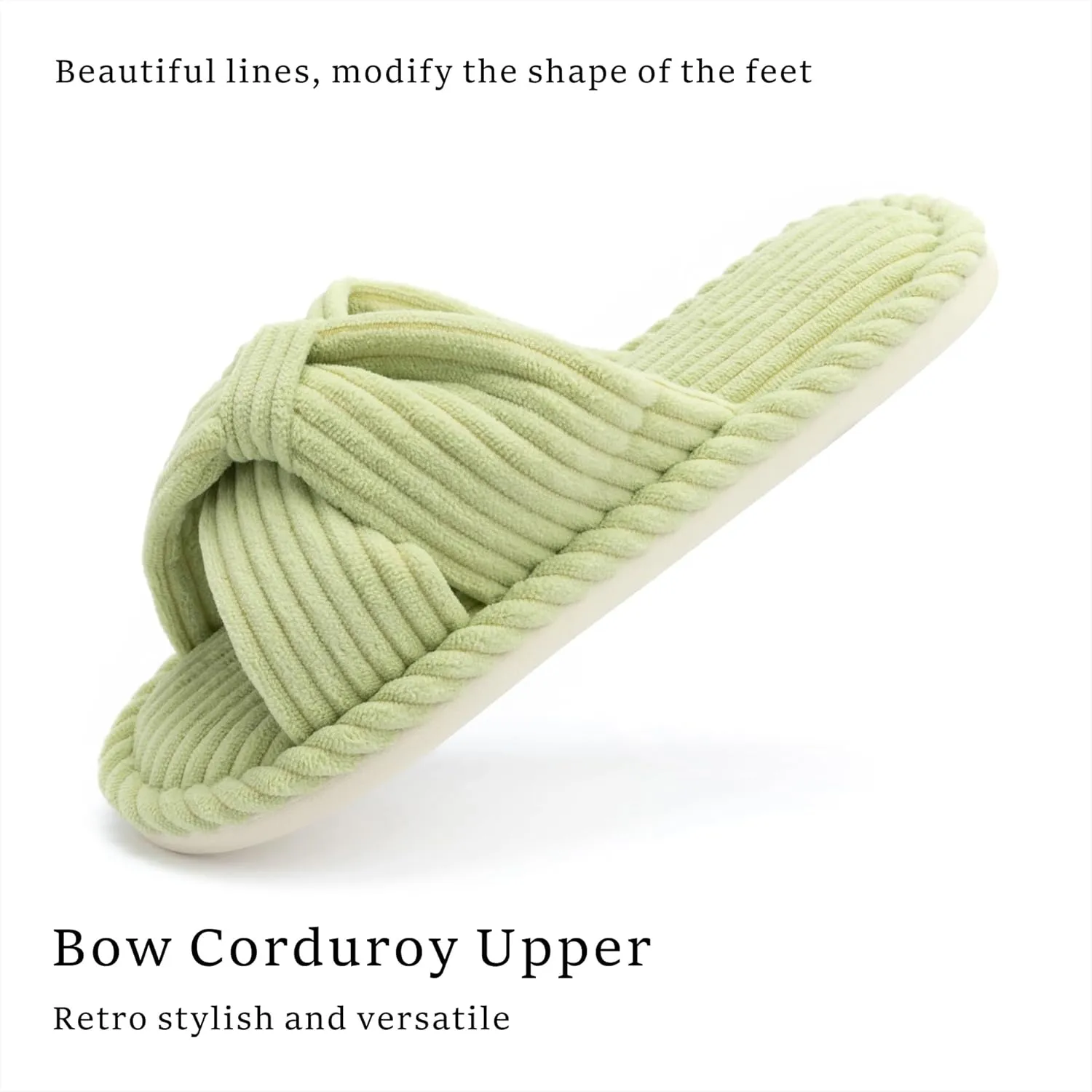 Chantomoo Slippers for Women Memory Foam House Womens Slipper Slides Home Bedroom Bathroom Spa Open Toe Corduroy Bow Slippers Cozy Comfortable