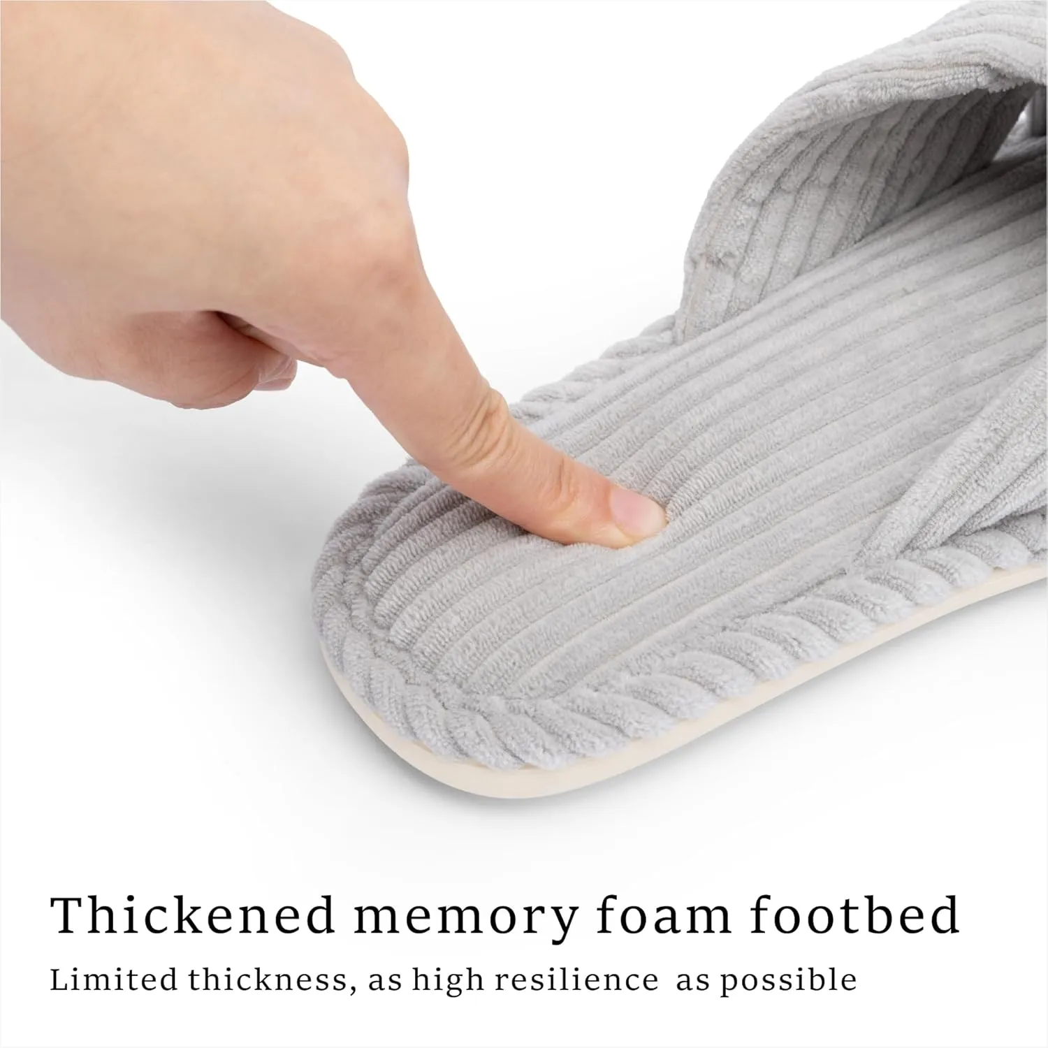 Chantomoo Slippers for Women Memory Foam House Womens Slipper Slides Home Bedroom Bathroom Spa Open Toe Corduroy Bow Slippers Cozy Comfortable