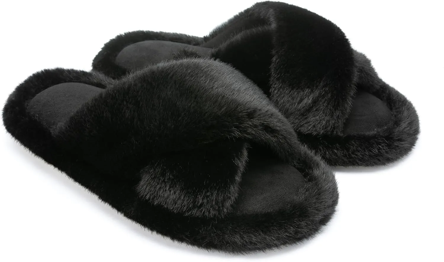 Chantomoo Women's Fuzzy Slippers - Memory Foam, Plush Comfy Bedroom Slides with Anti-Skid Sole