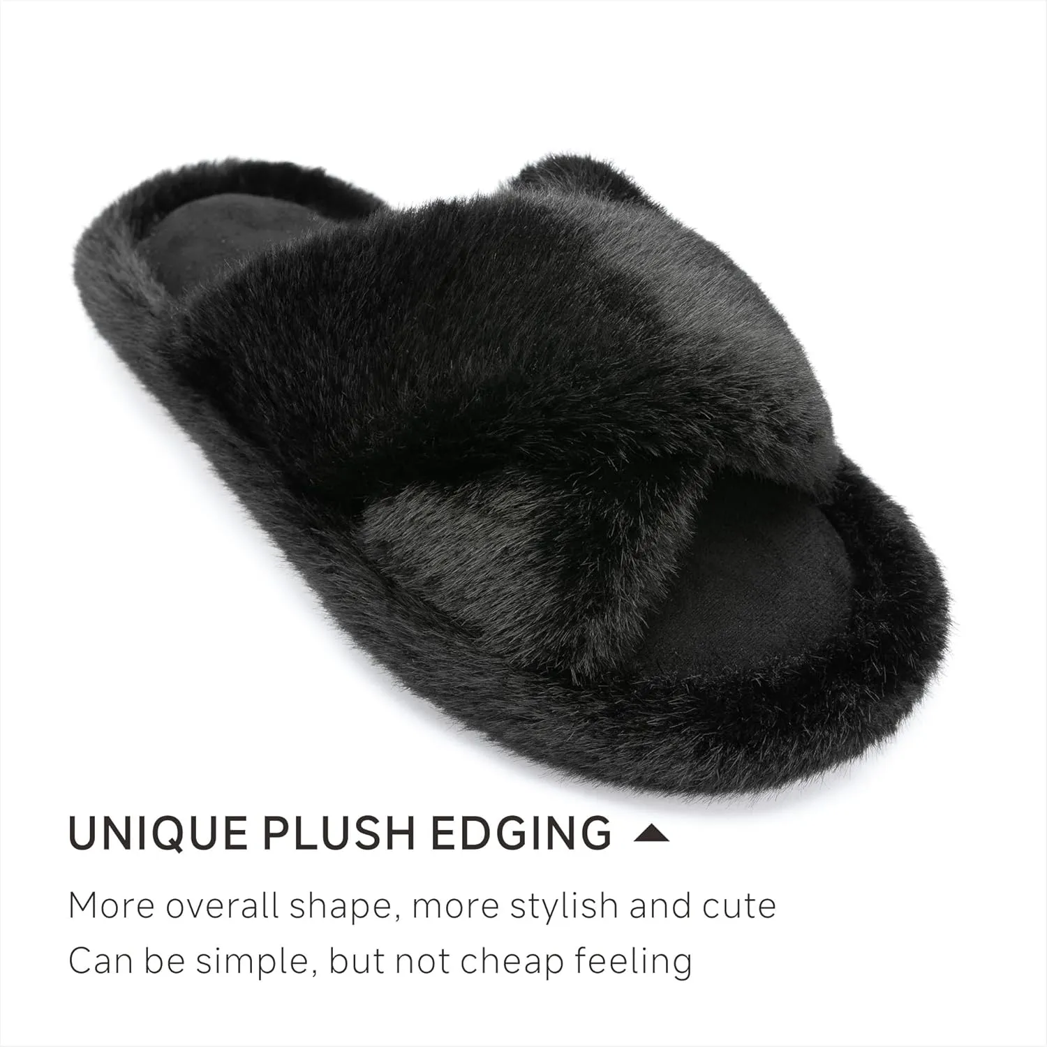 Chantomoo Women's Fuzzy Slippers - Memory Foam, Plush Comfy Bedroom Slides with Anti-Skid Sole