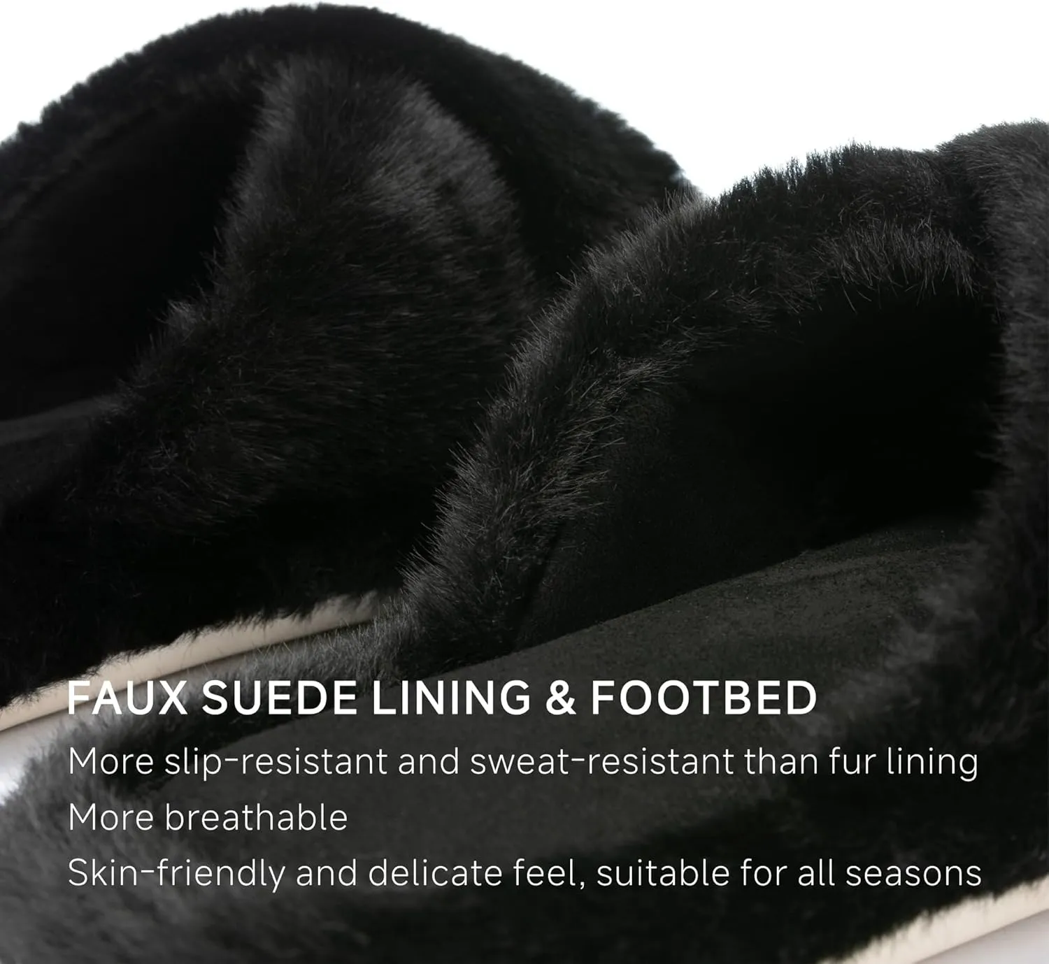 Chantomoo Women's Fuzzy Slippers - Memory Foam, Plush Comfy Bedroom Slides with Anti-Skid Sole