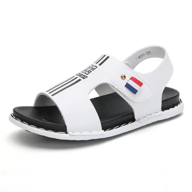 Children sandals fashion boys breathable leather outdoor slippers i