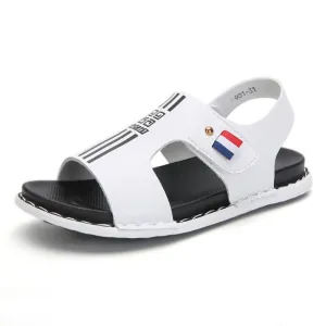 Children sandals fashion boys breathable leather outdoor slippers i