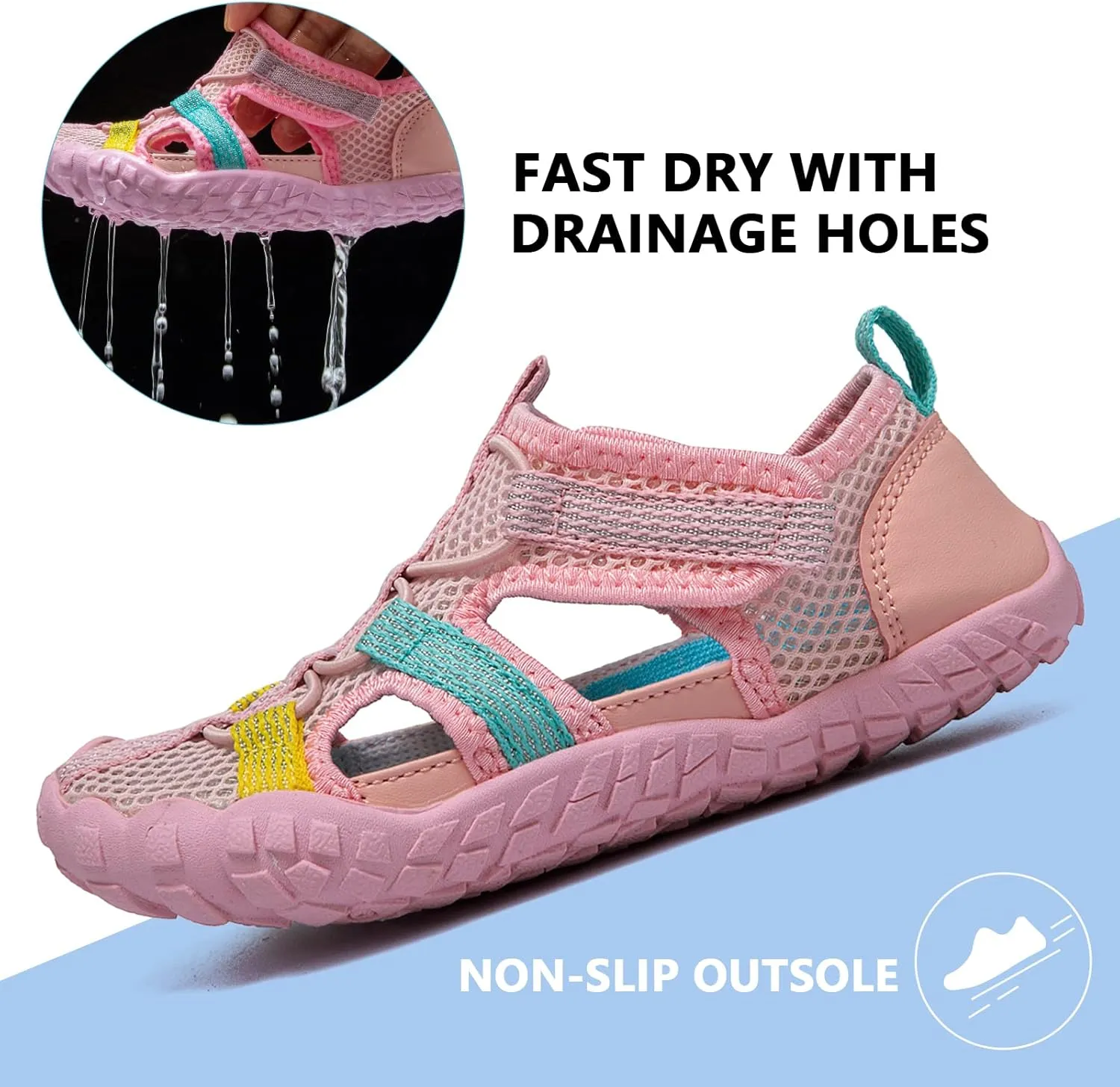 CIOR Kids Boys Girls Water Shoes Comfort Closed-Toe Sport Athletic Sandal Aqua Lightweight Walking Shoes(Toddler/Little Kid/Big Kid)