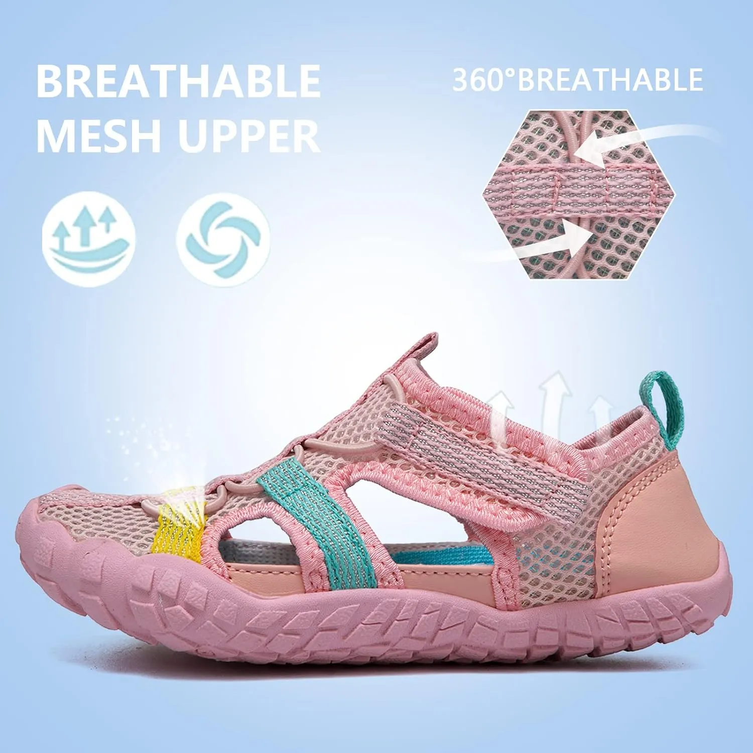 CIOR Kids Boys Girls Water Shoes Comfort Closed-Toe Sport Athletic Sandal Aqua Lightweight Walking Shoes(Toddler/Little Kid/Big Kid)