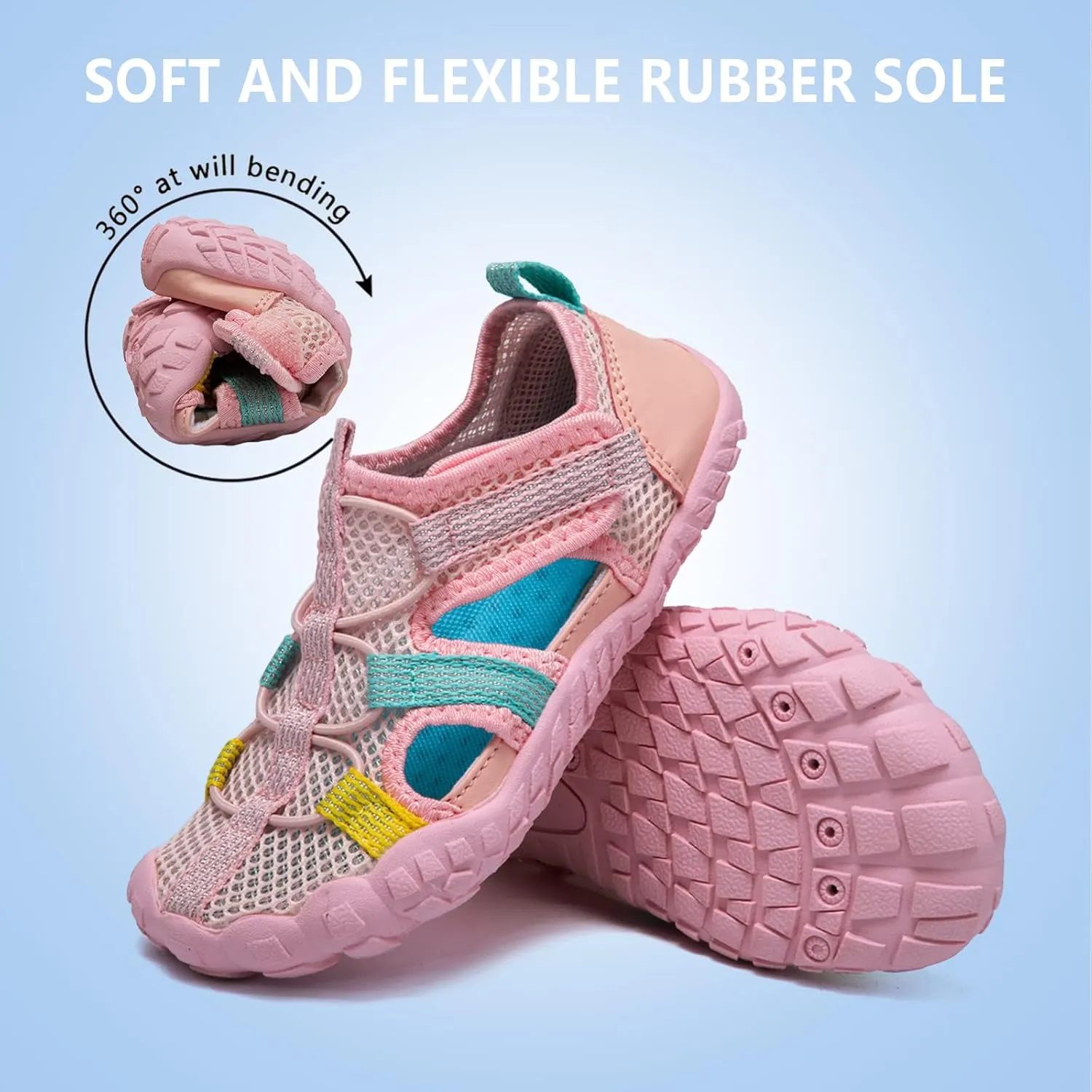 CIOR Kids Boys Girls Water Shoes Comfort Closed-Toe Sport Athletic Sandal Aqua Lightweight Walking Shoes(Toddler/Little Kid/Big Kid)