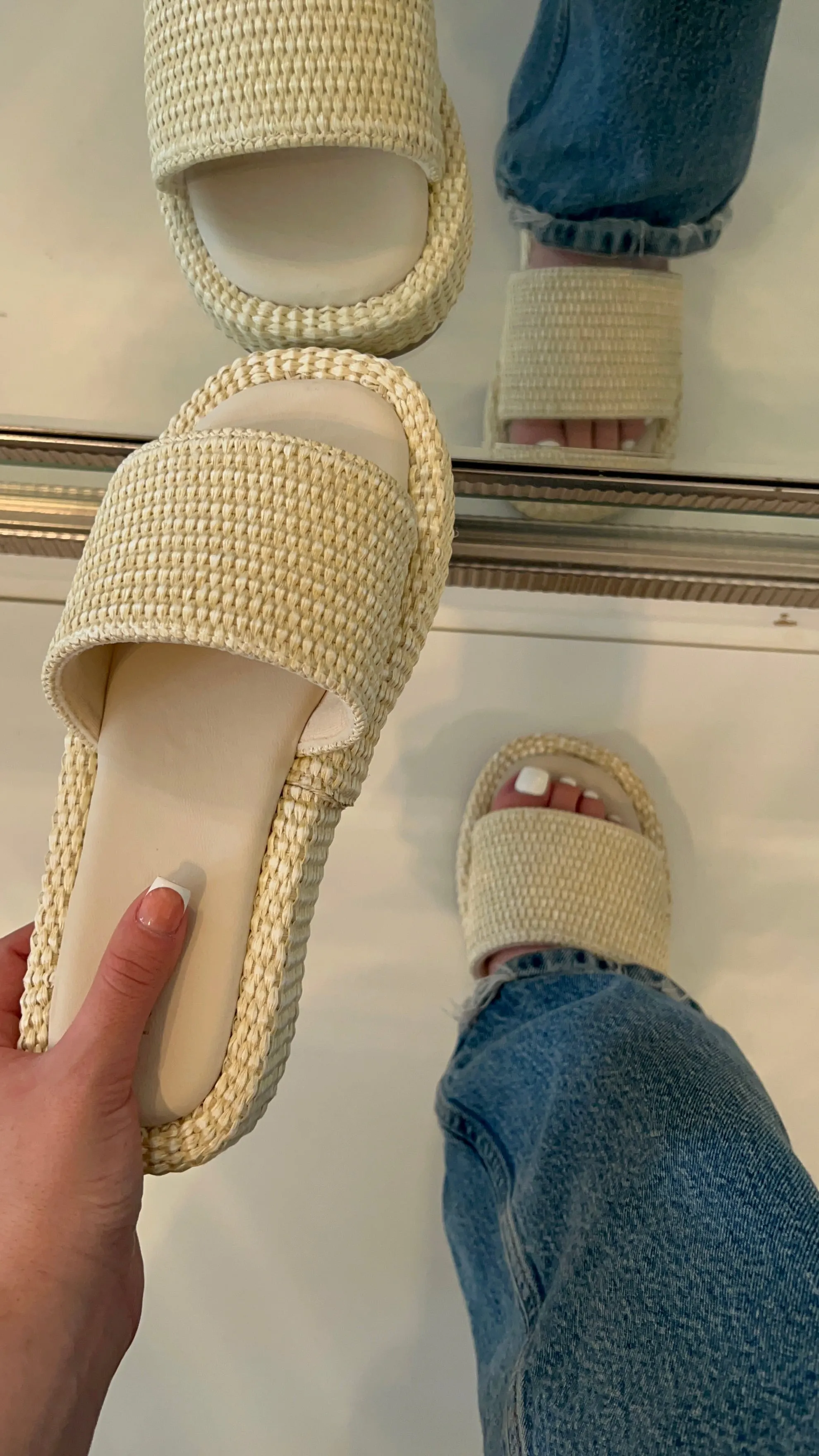 Claire Platform Sandal - Ivory/Raffia
