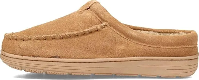 Clarks Men's Slipper Clog Open Back, Suede Faux Fur Lined Slippers - Comfy & Durable with Cushioned Footbed & Rubber Indoor/Outdoor Soles