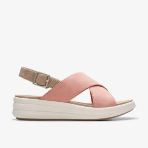Clarks Women's Drift Sun Wedge Sandal, Peach Synthetic, 12