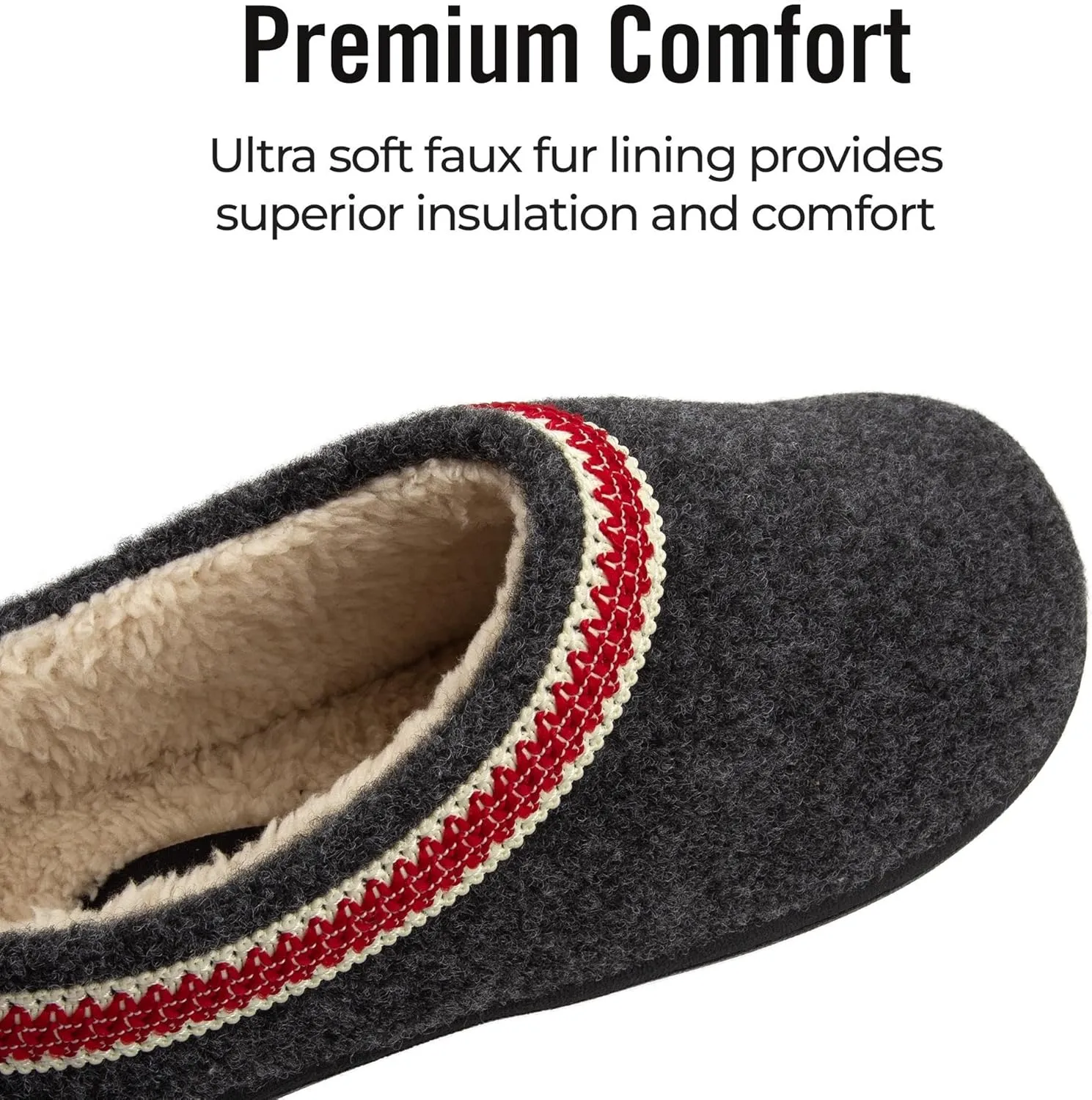 Clarks Womens Wool Felt Clog Slippers JMH1319T - Warm Cozy Plush Faux Fur Lined - Indoor Outdoor House Slipper for Women
