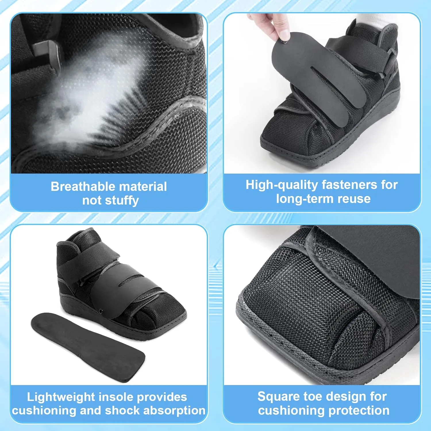 Closed Post Op Shoe, Post Op Shoes, Fracture Medical Walking Shoes for Men and Women-Post Surgery or Operation Foot Support, Broken Foot or Toe, Squared, S