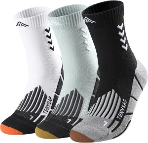 Compression Crew Running Socks: Athletic Socks for Men Women with Cushion,3 Pairs Work Hiking Basketball Sport Socks